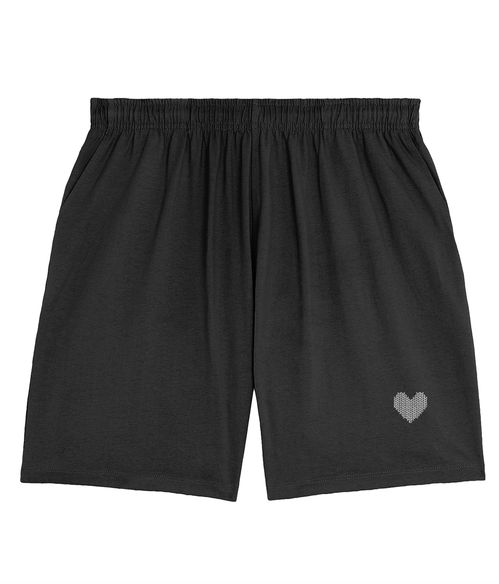 MADE WITH LOVE EMBROIDERED WHITE HEART SHORT