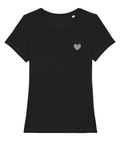 MADE WITH LOVE EMBROIDERED WHITE HEART WOMEN'S FIT TEE