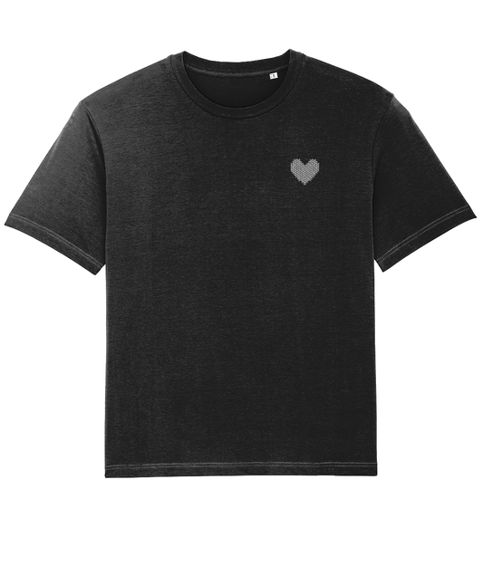 MADE WITH LOVE EMBROIDERED WHITE HEART RINGSPUN TEE