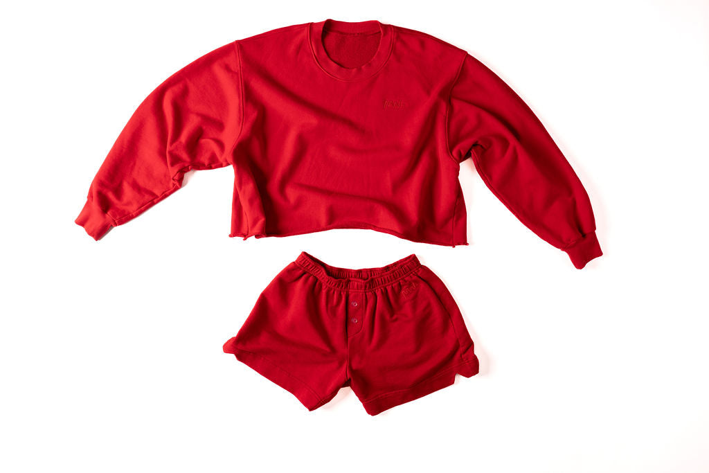 The Cropped Sweatshirt Cherry Red