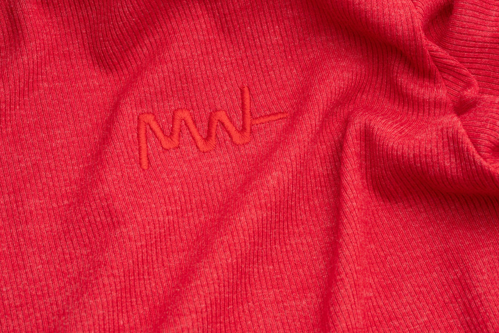 The Long Sleeve Mock Neck Cherry Red