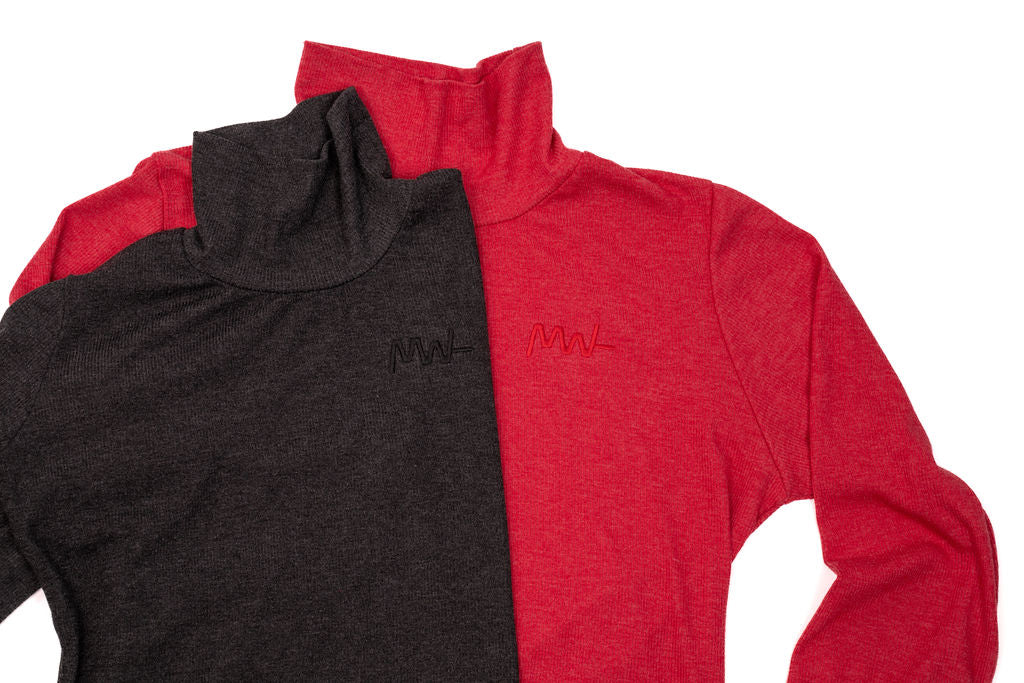 The Long Sleeve Mock Neck Cherry Red