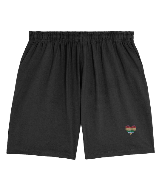 MADE WITH LOVE EMBROIDERED RAINBOW HEART SHORT