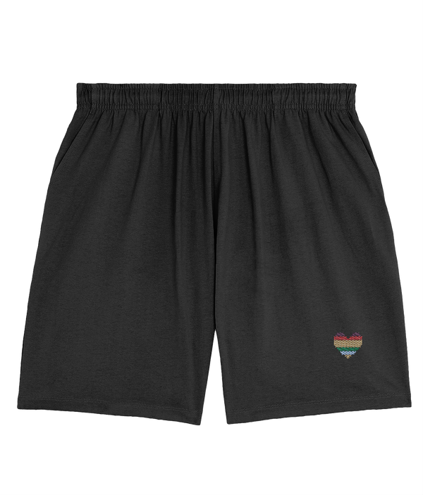 MADE WITH LOVE EMBROIDERED RAINBOW HEART SHORT