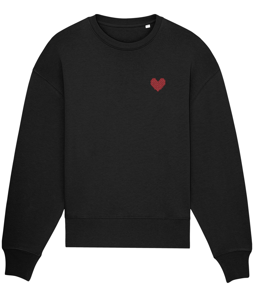 Made With Love Embroidered Red Heart Sweatshirt