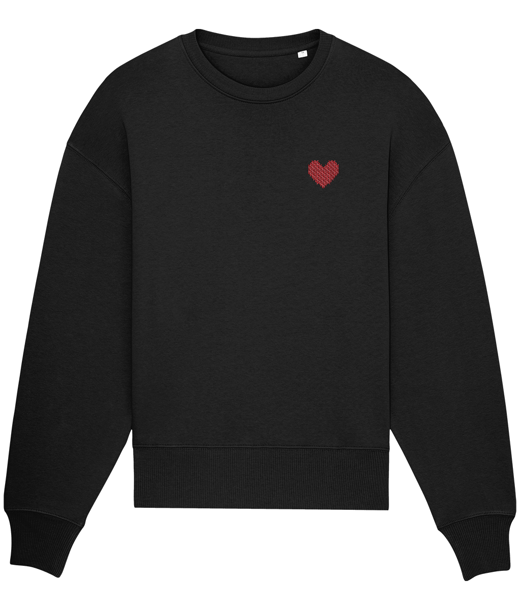 Made With Love Embroidered Red Heart Sweatshirt