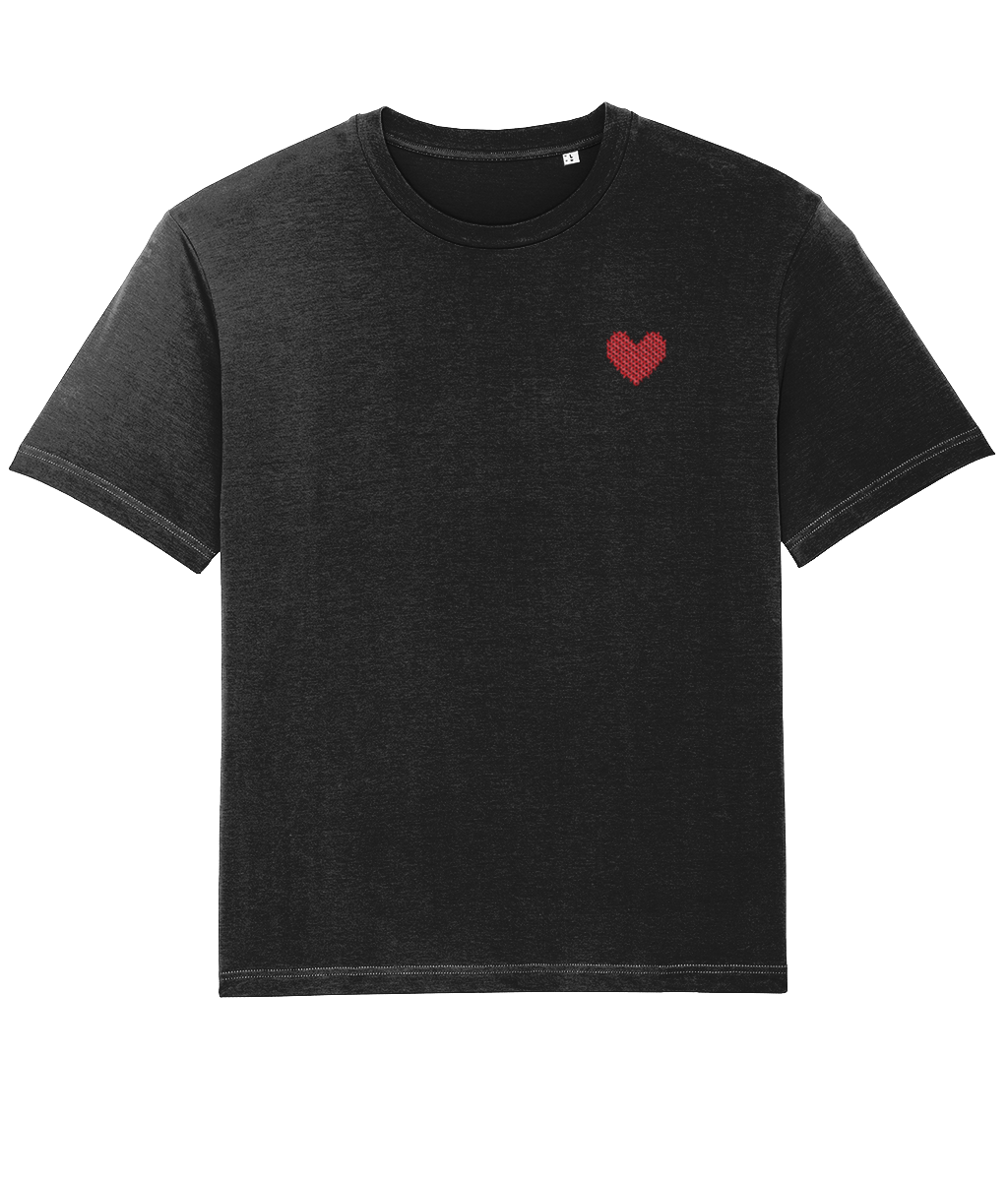 Made With Love Embroidered Red Heart Ringspun Tee