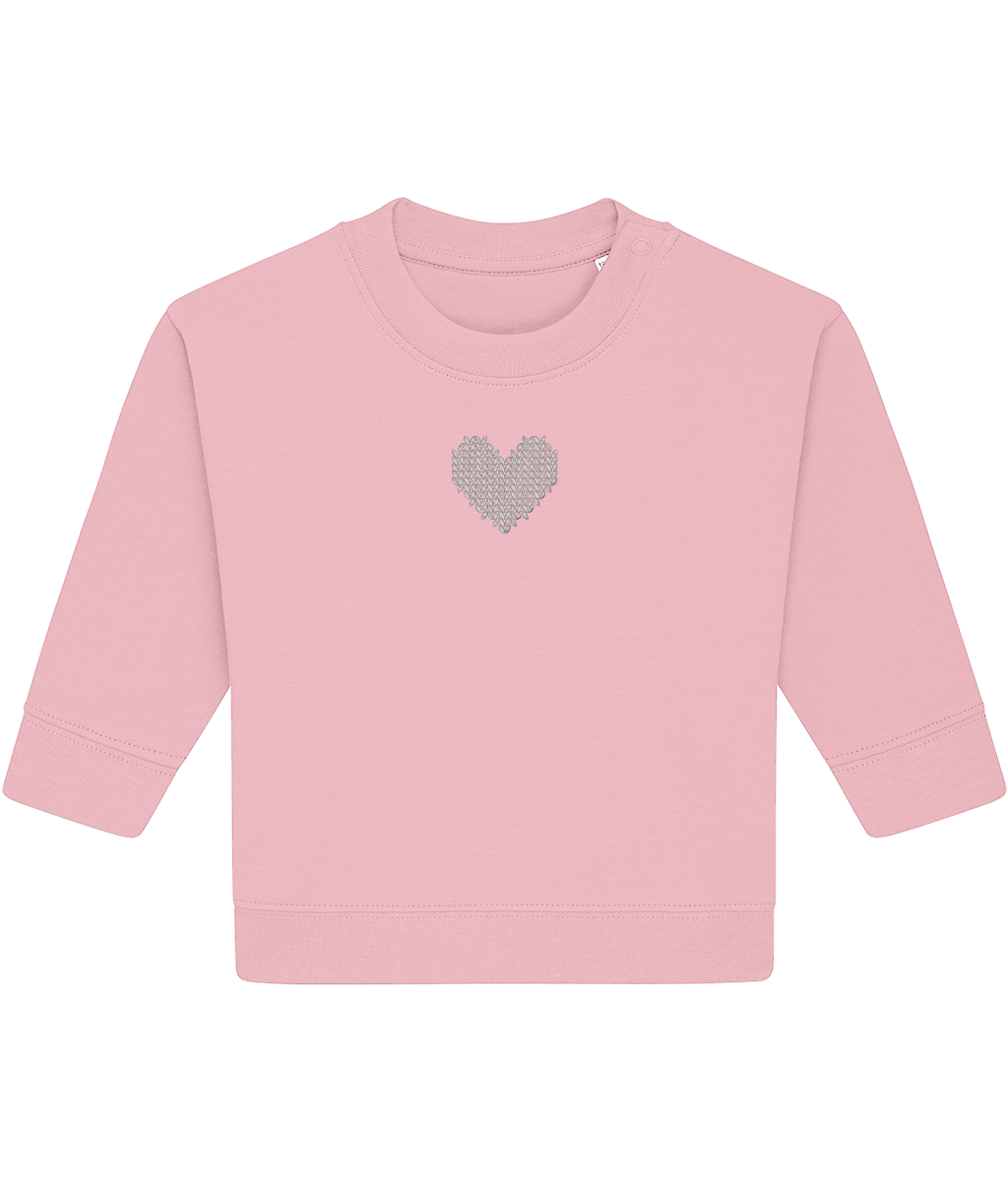 Made with Love Baby Embroidered White Heart Long Sleeve