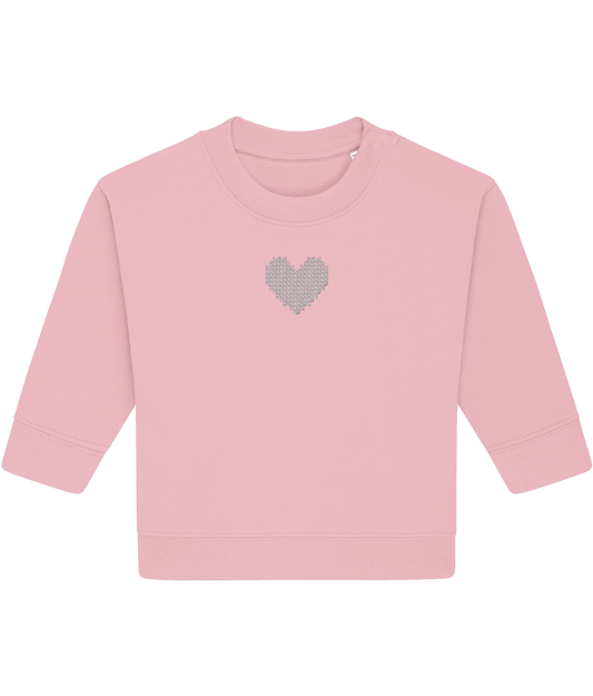 Made with Love Baby Embroidered White Heart Long Sleeve