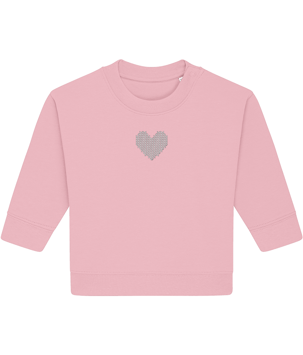 Made with Love Baby Embroidered White Heart Long Sleeve