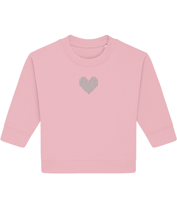 Made with Love Baby Embroidered White Heart Long Sleeve