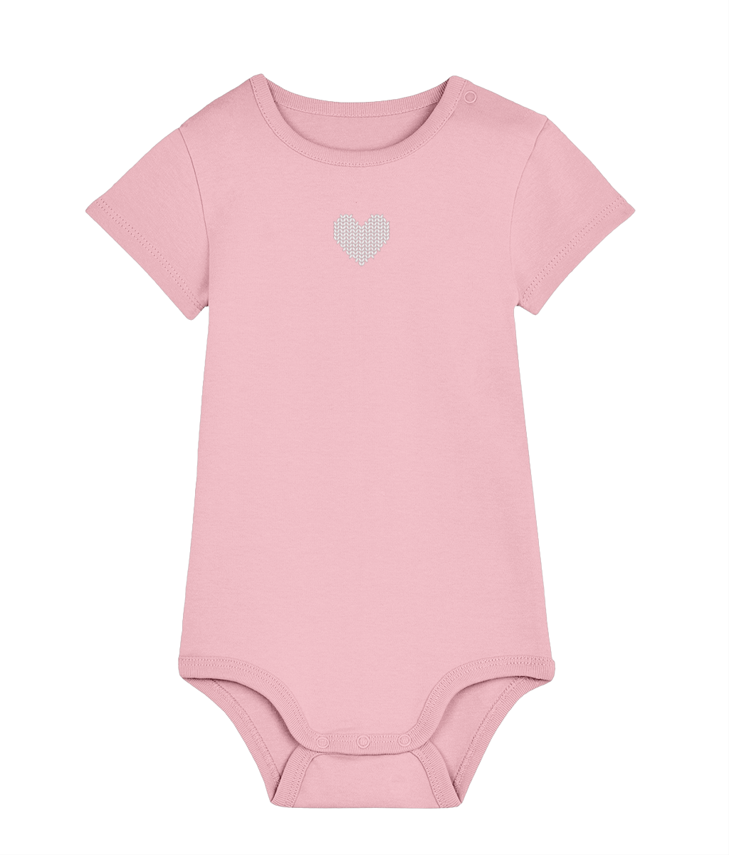 Made with Love Baby Bodysuit White Heart