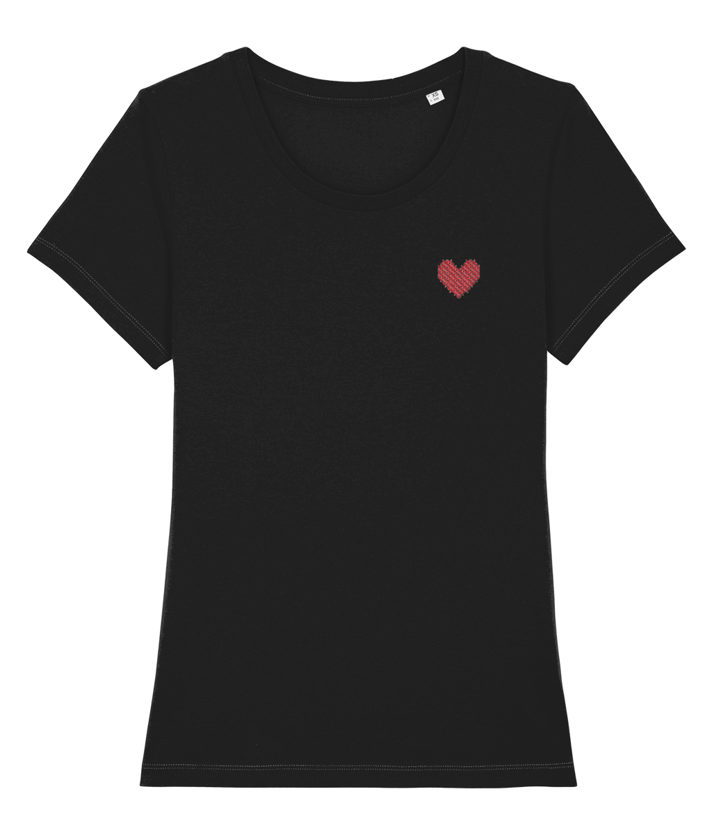 Made With Love Embroidered Red Heart Women's Fit Tee