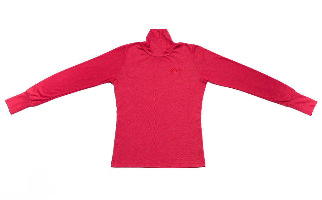 The Long Sleeve Mock Neck Cherry Red