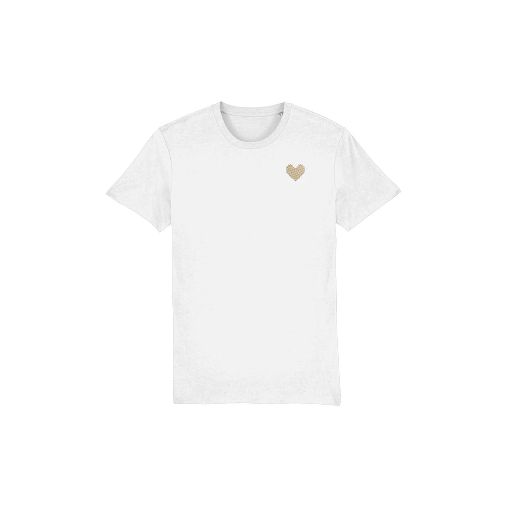 Made With Love Embroidered Gold Heart T-shirt