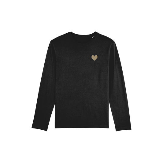 Made With Love Embroidered Gold Heart Long Sleeve