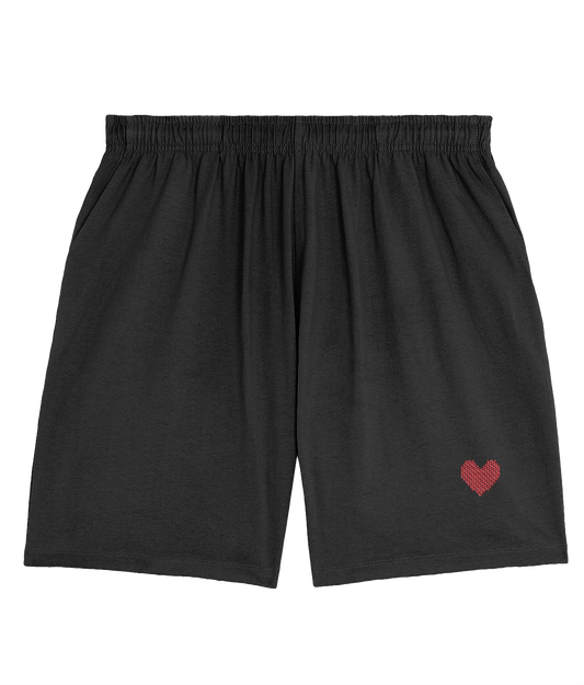 Made With Love Embroidered Red Heart Short