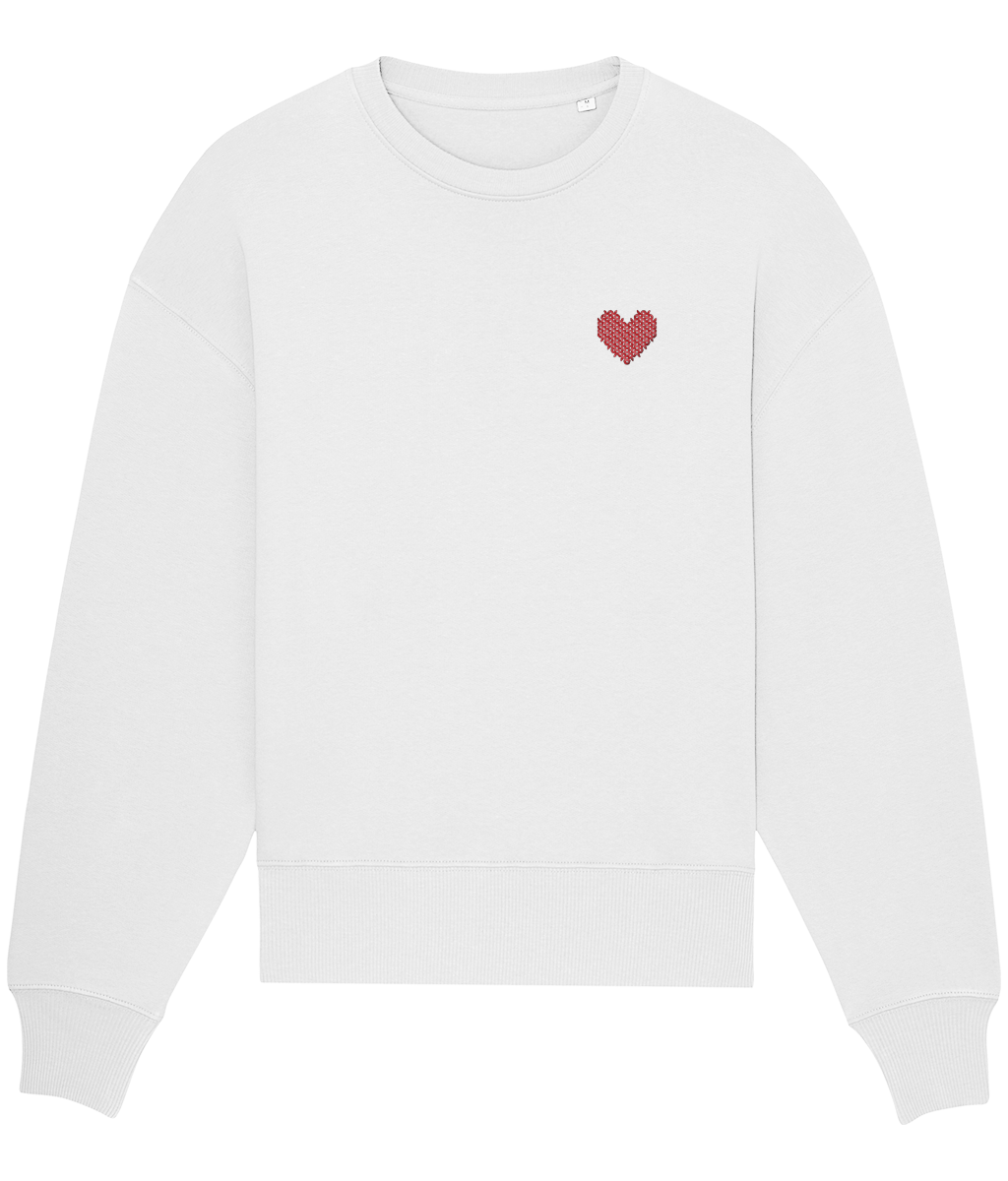 Made With Love Embroidered Red Heart Sweatshirt