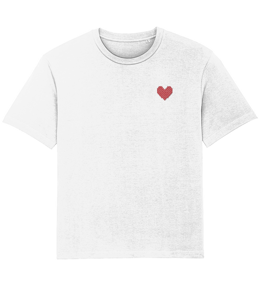 Made With Love Embroidered Red Heart Ringspun Tee